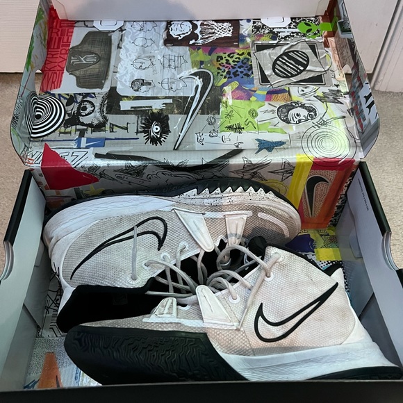 Nike Kyrie 7 - Mens Basketball Shoes - White/Black/White, Size 10.5 - Picture 2 of 12